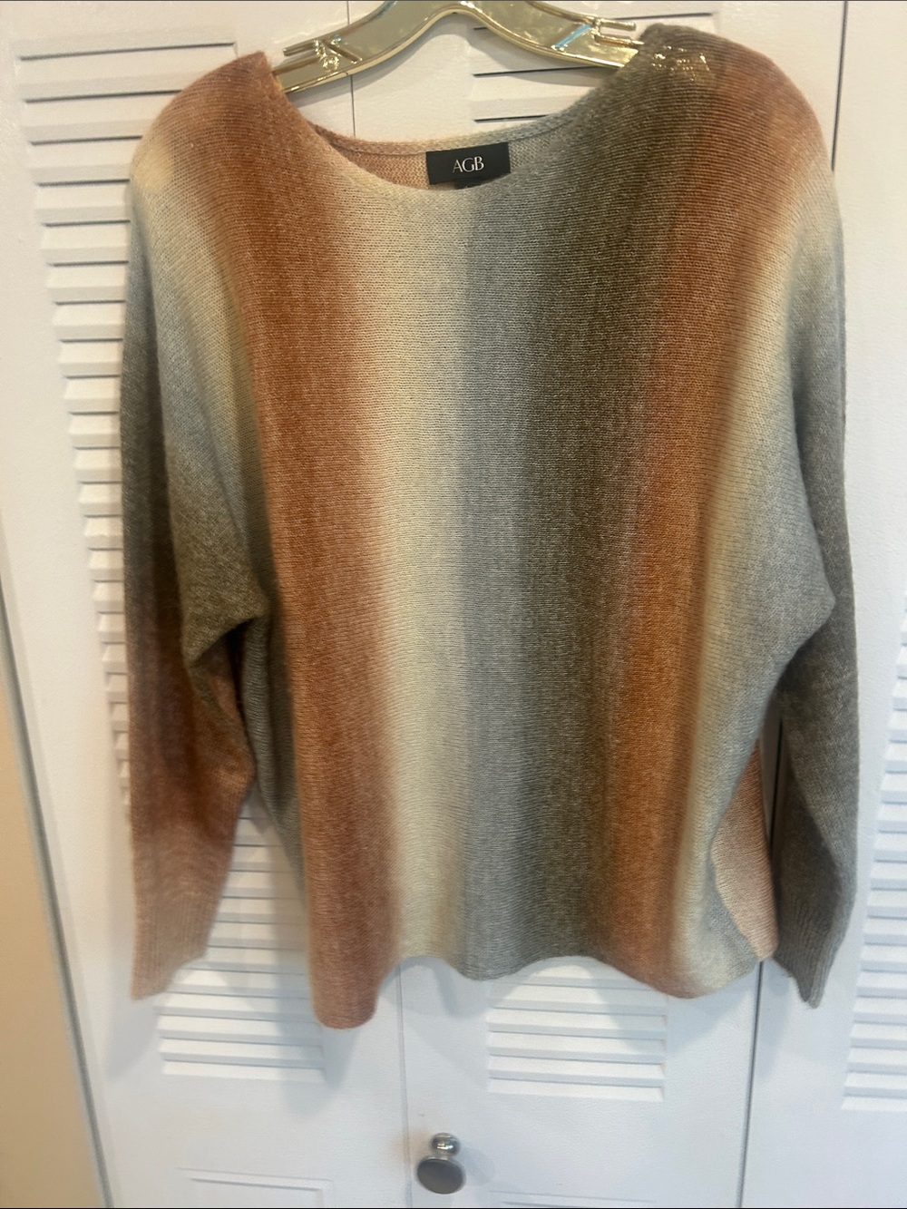AGB Ombre Scoopneck Sweater in Tan, Cream, Gray